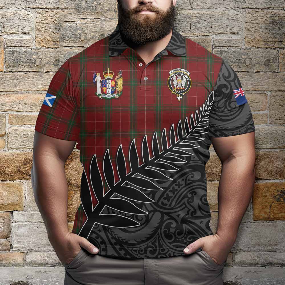 Carruthers Crest Tartan Polo Shirt with New Zealand Silver Fern Half Style