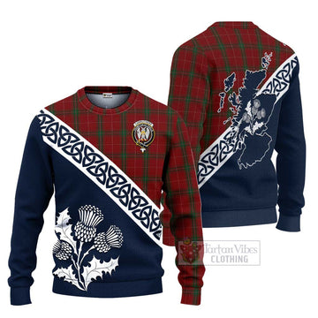 Carruthers Tartan Ugly Sweater Featuring Thistle and Scotland Map