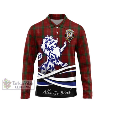 Carruthers Tartan Long Sleeve Polo Shirt with Alba Gu Brath Regal Lion Emblem