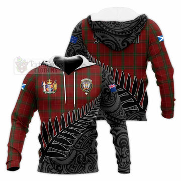 Carruthers Crest Tartan Knitted Hoodie with New Zealand Silver Fern Half Style