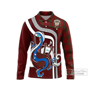 Carruthers Tartan Long Sleeve Polo Shirt with Epic Bagpipe Style