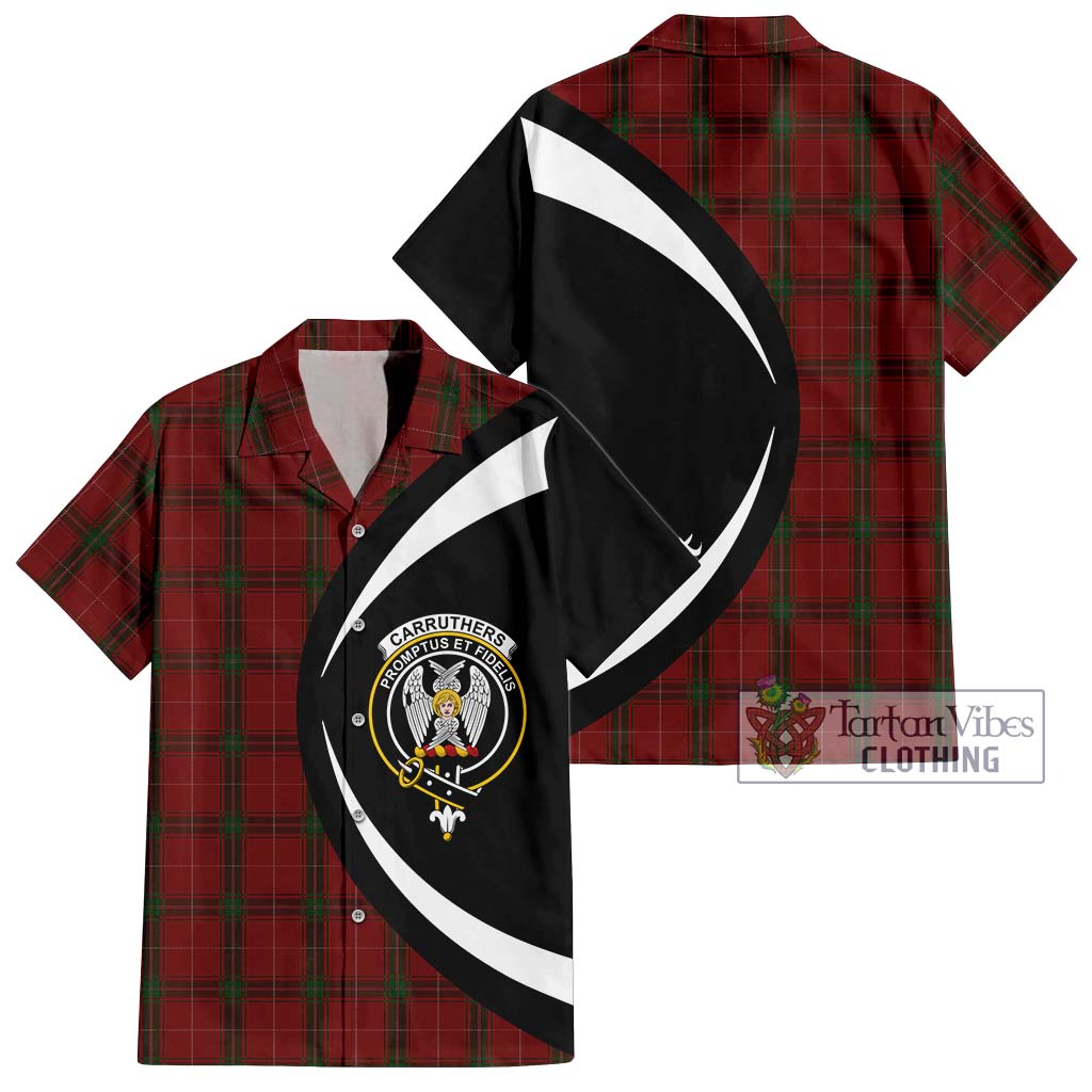 Carruthers Tartan Short Sleeve Button Up with Family Crest Circle Style Kid - Tartan Vibes Clothing