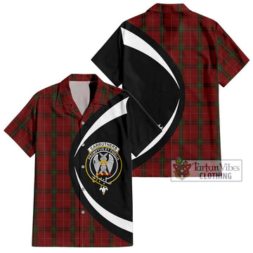 Carruthers Tartan Short Sleeve Button Up with Family Crest Circle Style