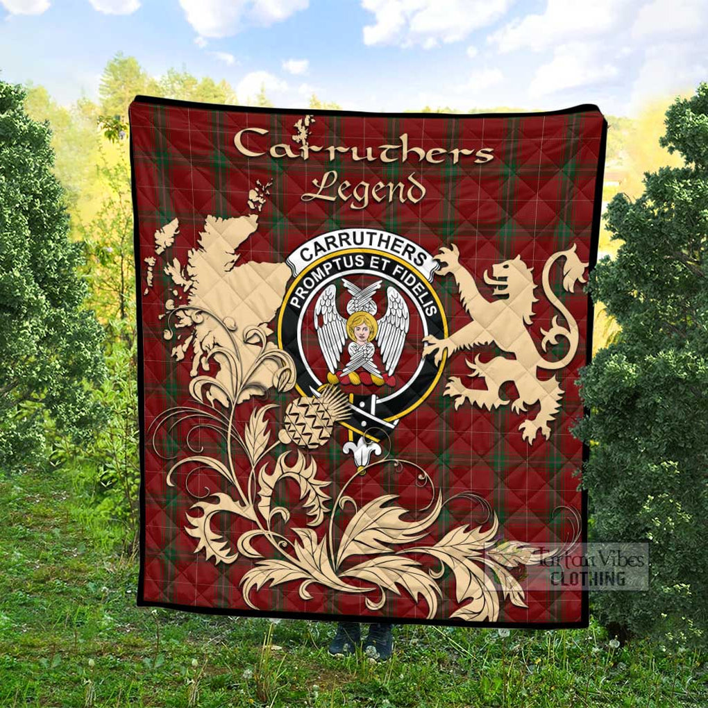 Tartan Vibes Clothing Carruthers Tartan Quilt with Family Crest and Scottish Symbol Style