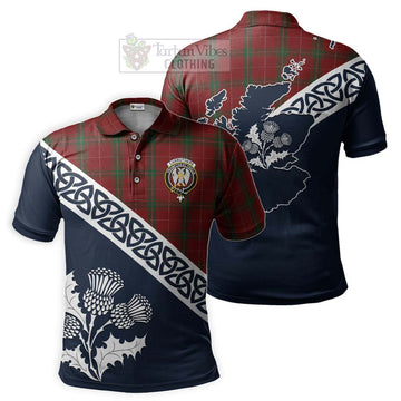 Carruthers Tartan Polo Shirt Featuring Thistle and Scotland Map