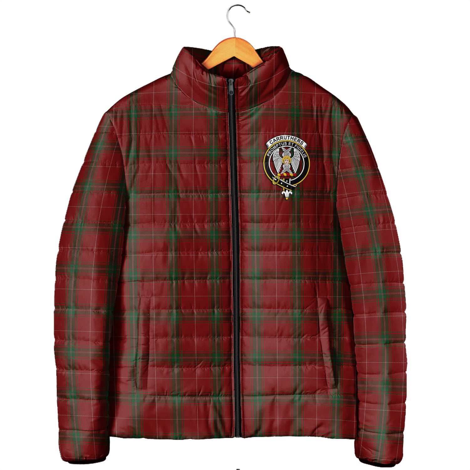 Carruthers Tartan Padded Jacket with Family Crest Men's Padded Jacket - Tartan Vibes Clothing