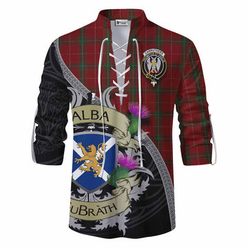 Carruthers Tartan Family Crest Ghillie Kilt Shirt Lion Rampant Royal Thistle Shield Celtic Inspired Men - Tartan Vibes Clothing