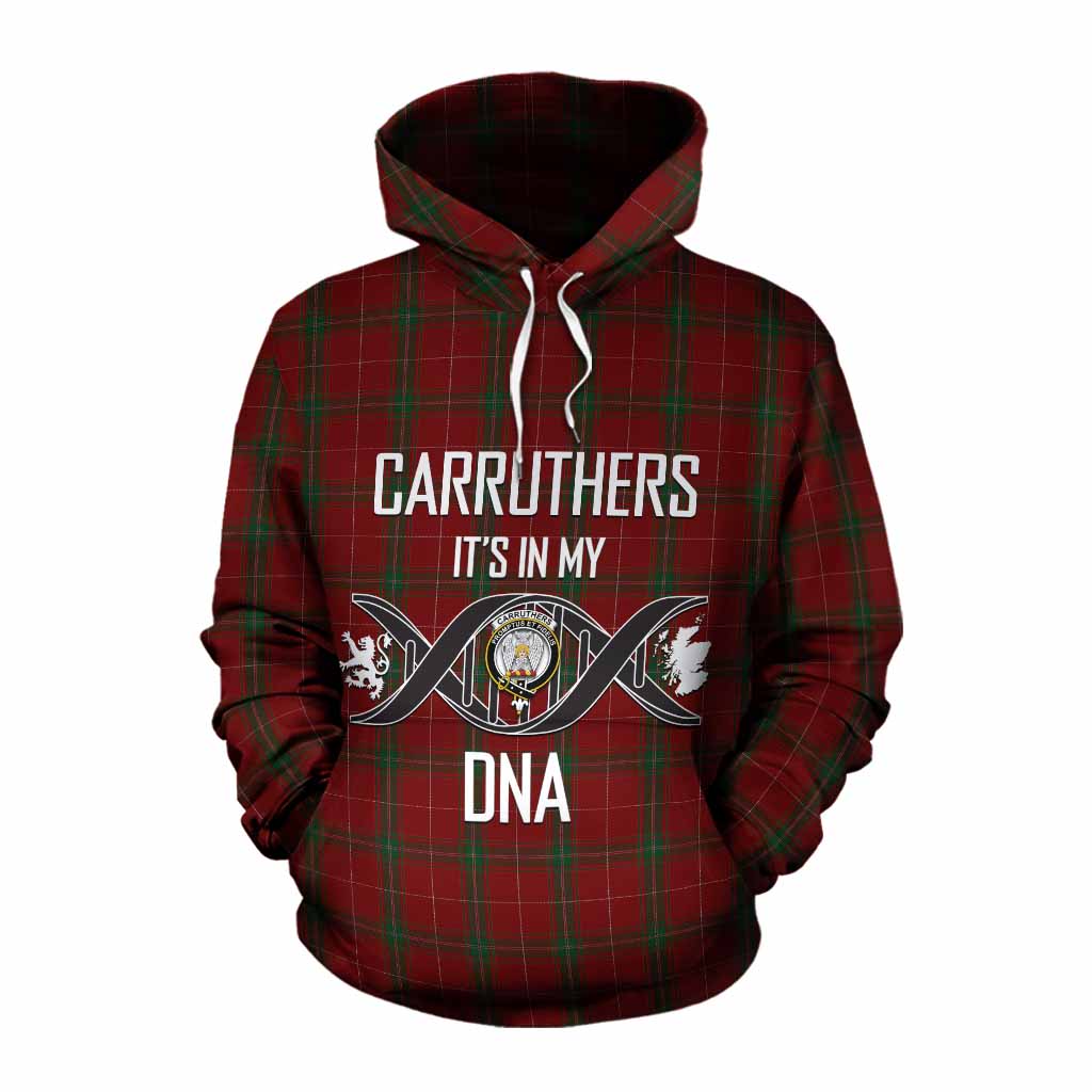 Tartan Vibes Clothing Carruthers Tartan Cotton Hoodie with Family Crest DNA In Me Style