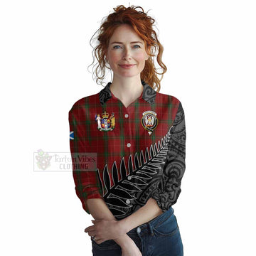 Carruthers Crest Tartan Women's Casual Shirt with New Zealand Silver Fern Half Style