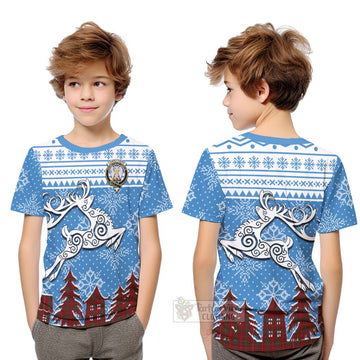 Carruthers Clan Christmas Kid T-Shirt Celtic Reindeer Style