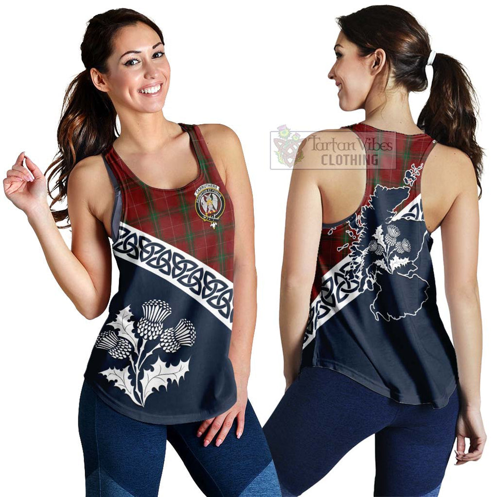 Tartan Vibes Clothing Carruthers Tartan Women's Racerback Tanks Featuring Thistle and Scotland Map