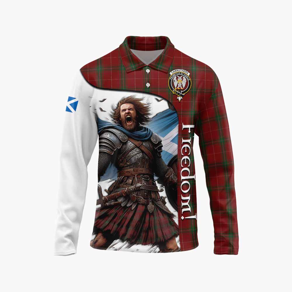 Tartan Vibes Clothing Carruthers Crest Tartan Long Sleeve Polo Shirt Inspired by the Freedom of Scottish Warrior