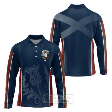 Carruthers Tartan Long Sleeve Polo Shirt with Family Crest and Scottish Thistle Vibes Sport Style