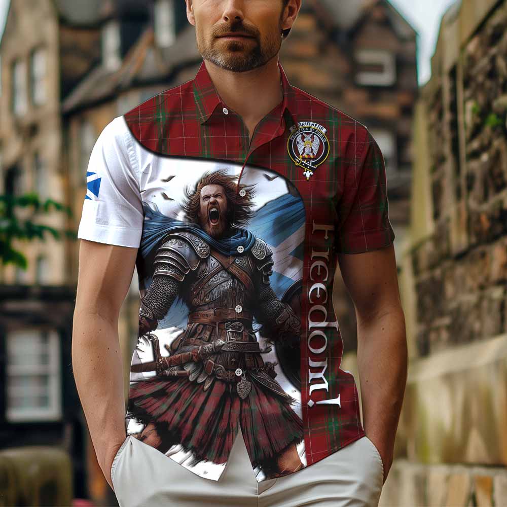 Tartan Vibes Clothing Carruthers Crest Tartan Short Sleeve Button Shirt Inspired by the Freedom of Scottish Warrior