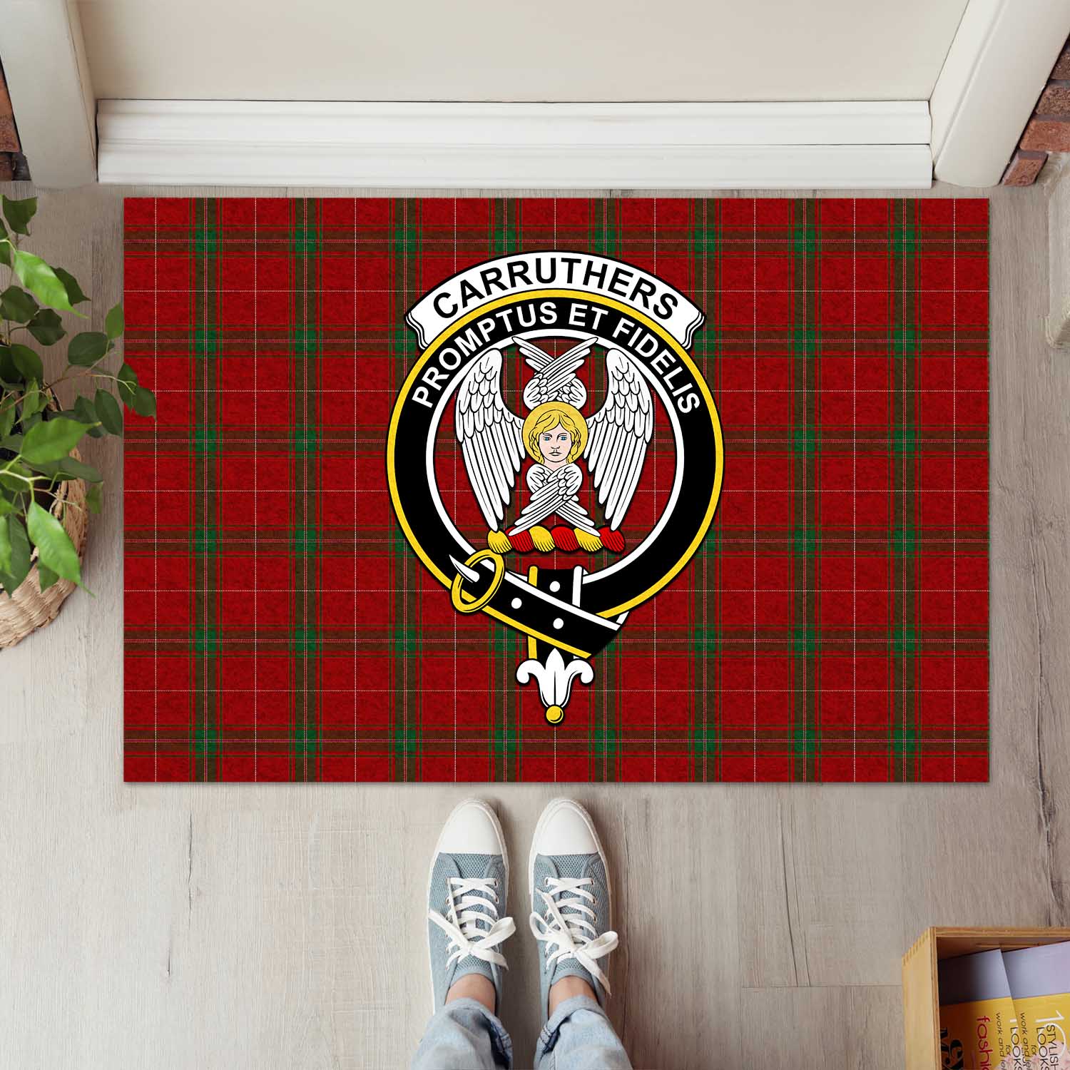 Carruthers Tartan Door Mat with Family Crest - Tartanvibesclothing