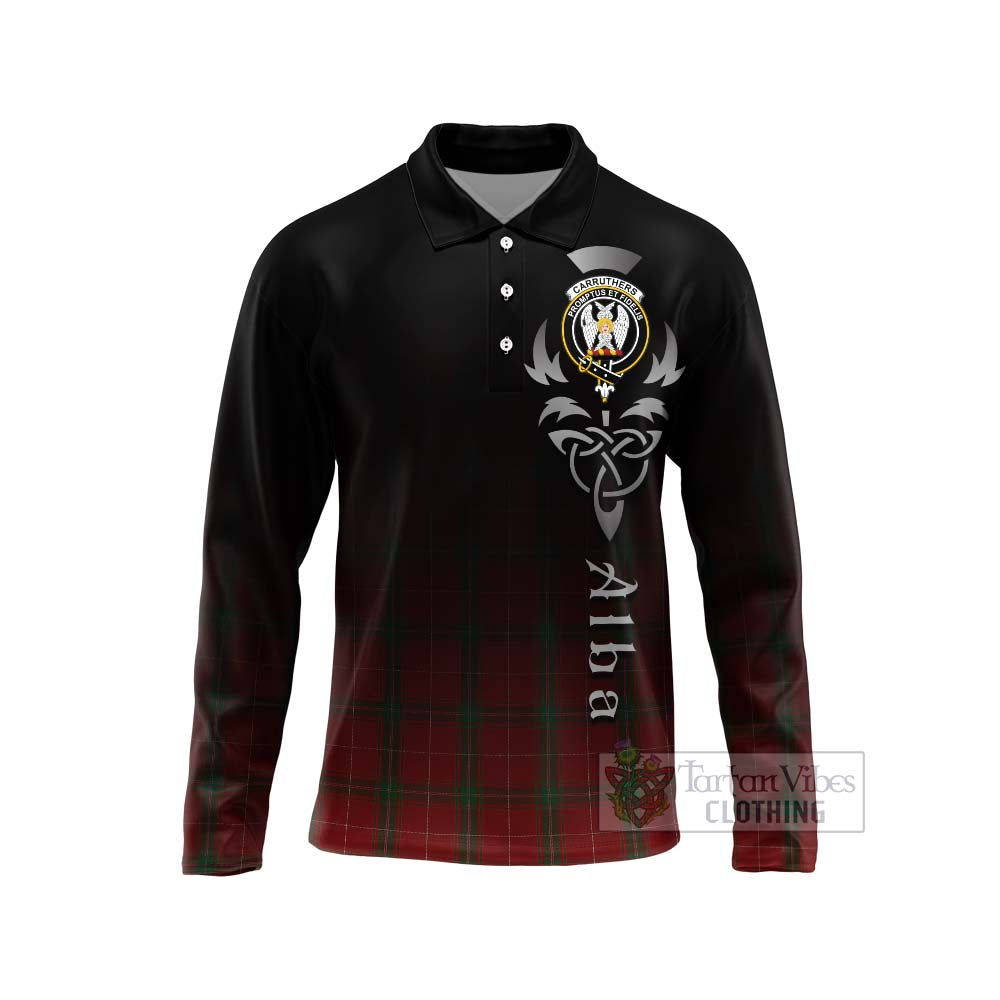 Tartan Vibes Clothing Carruthers Tartan Long Sleeve Polo Shirt Featuring Alba Gu Brath Family Crest Celtic Inspired