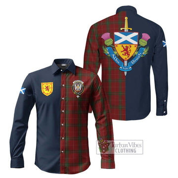 Carruthers Tartan Long Sleeve Button Shirt Alba with Scottish Lion Royal Arm Half Style