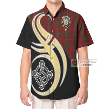 Carruthers Tartan Short Sleeve Button Shirt with Family Crest and Celtic Symbol Style