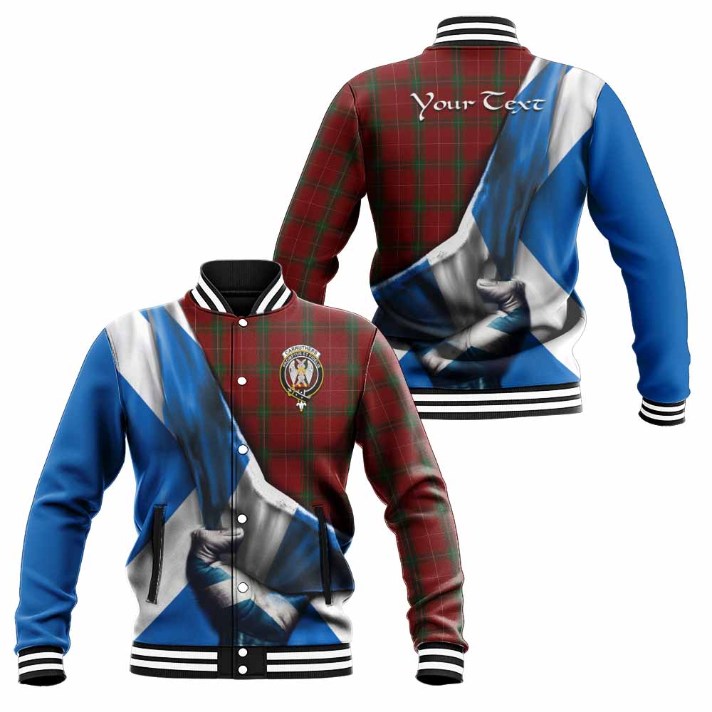 Tartan Vibes Clothing Carruthers Tartan Baseball Jacket with Family Crest Scotland Patriotic Style