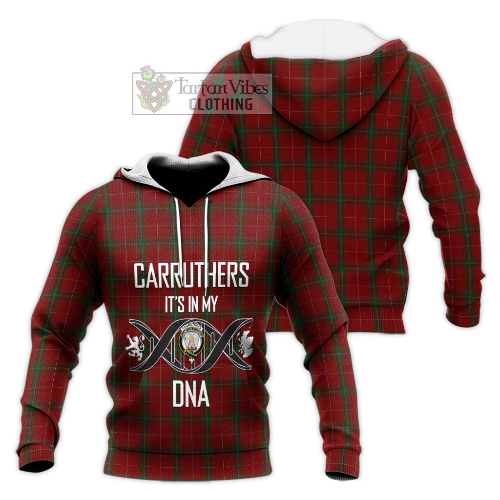 Tartan Vibes Clothing Carruthers Tartan Knitted Hoodie with Family Crest DNA In Me Style