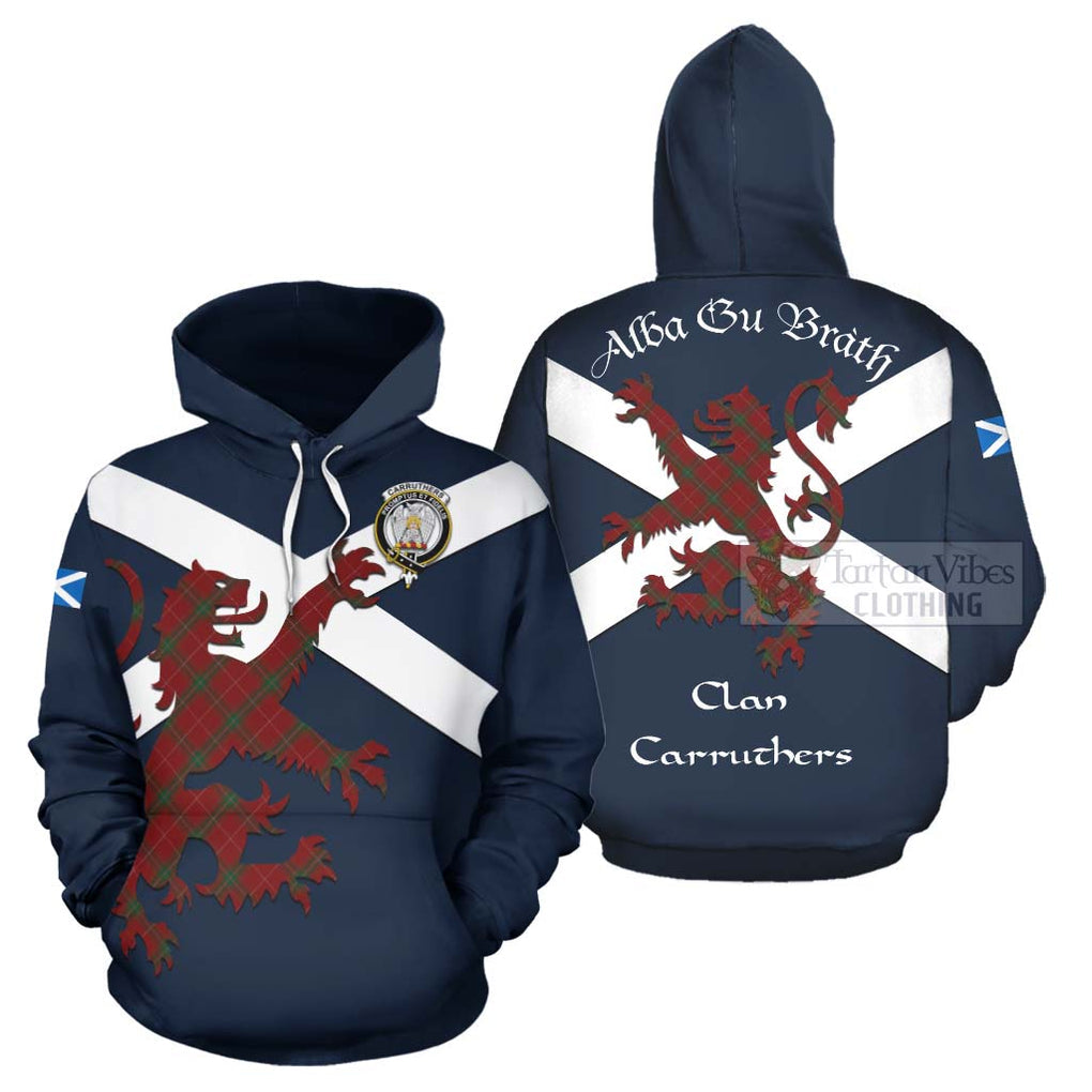 Tartan Vibes Clothing Carruthers Tartan Lion Rampant Hoodie – Proudly Display Your Heritage with Alba Gu Brath and Clan Name