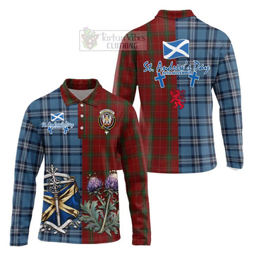 Carruthers Tartan Long Sleeve Polo Shirt Happy St. Andrew's Day Half Tartan Style