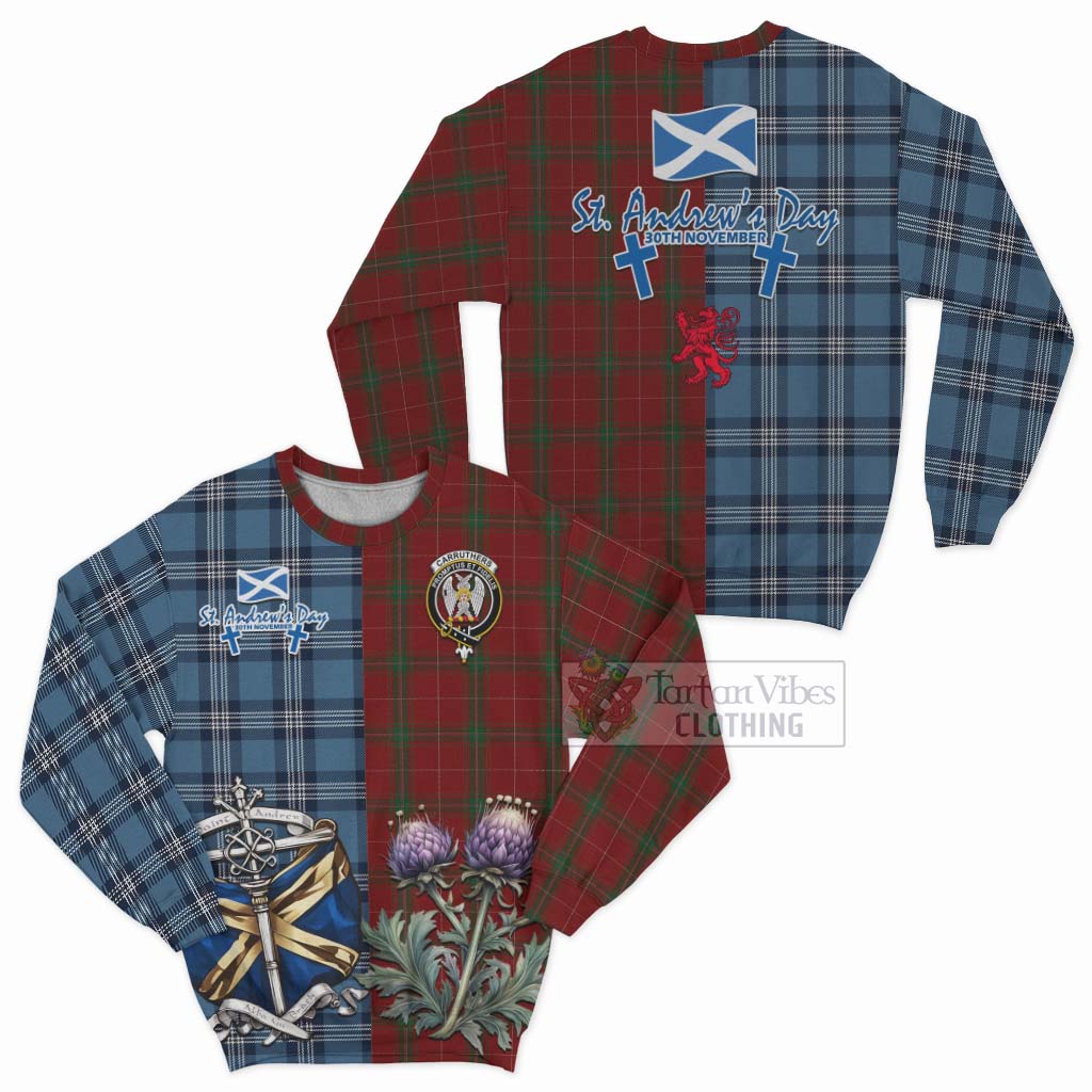 Tartan Vibes Clothing Carruthers Tartan Sweatshirt Happy St. Andrew's Day Half Tartan Style