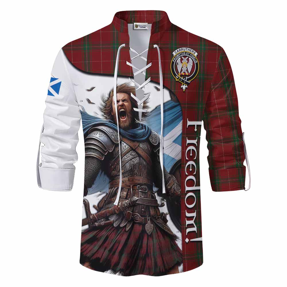 Tartan Vibes Clothing Carruthers Crest Tartan Ghillie Kilt Shirt Inspired by the Freedom of Scottish Warrior