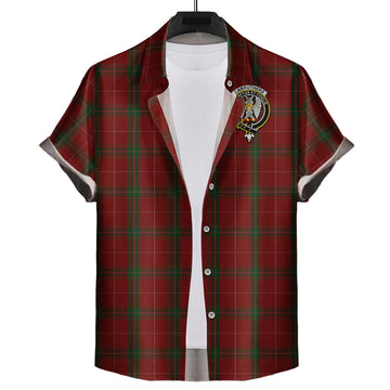 Carruthers Tartan Short Sleeve Button Down Shirt with Family Crest