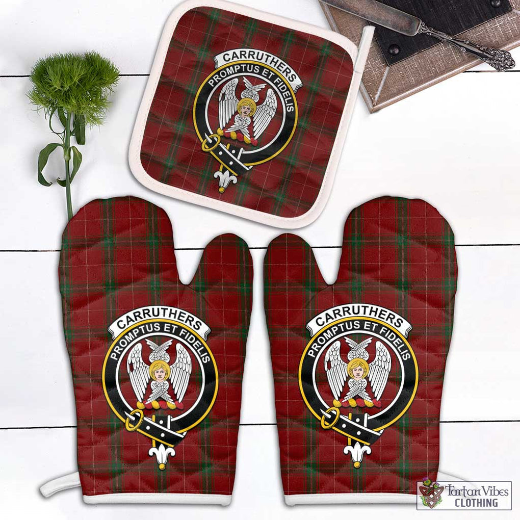 Carruthers Tartan Combo Oven Mitt & Pot-Holder with Family Crest Combo 1 Oven Mitt & 1 Pot-Holder White - Tartan Vibes Clothing