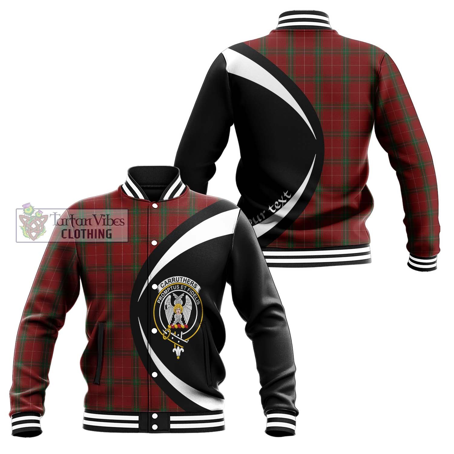 Carruthers Tartan Baseball Jacket with Family Crest Circle Style Unisex - Tartan Vibes Clothing