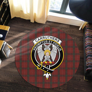 Carruthers Tartan Round Rug with Family Crest