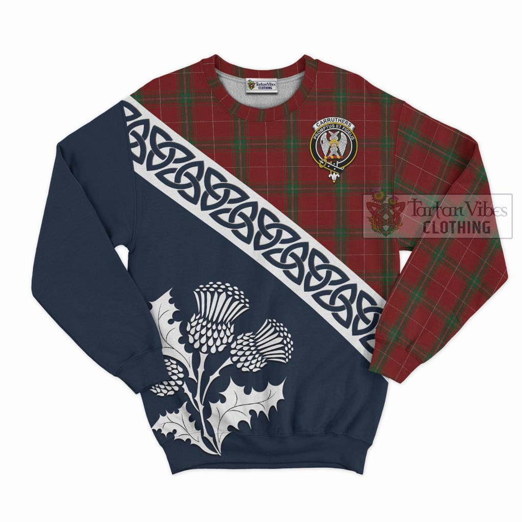 Tartan Vibes Clothing Carruthers Tartan Sweatshirt Featuring Thistle and Scotland Map