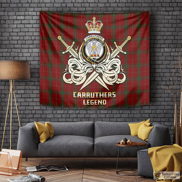 Carruthers Tartan Tapestry with Clan Crest and the Golden Sword of Courageous Legacy