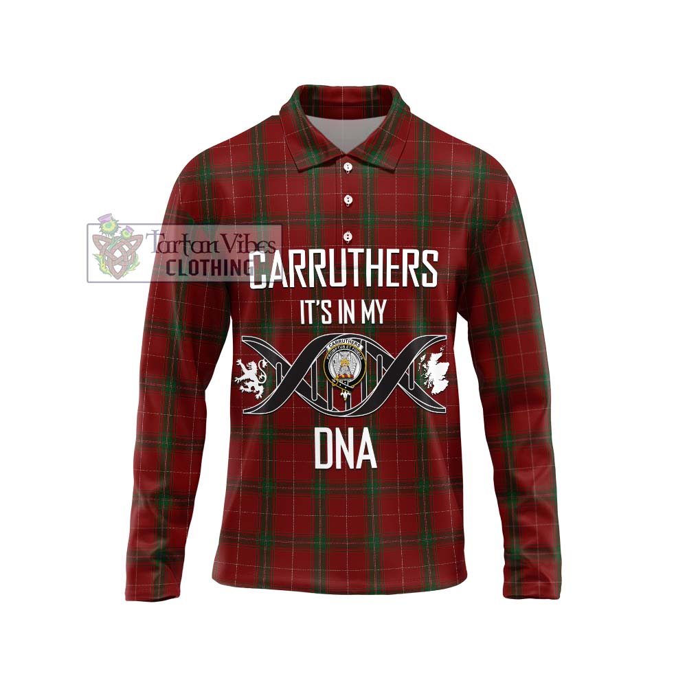 Carruthers Tartan Long Sleeve Polo Shirt with Family Crest DNA In Me Style Unisex - Tartanvibesclothing Shop