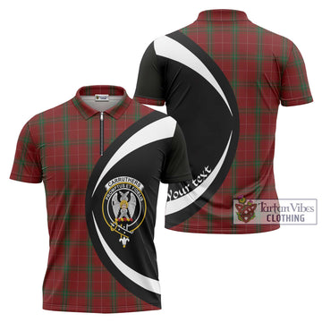 Carruthers Tartan Zipper Polo Shirt with Family Crest Circle Style