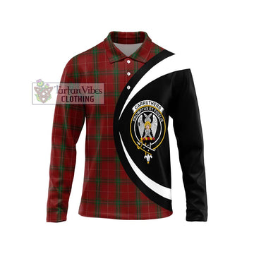 Carruthers Tartan Long Sleeve Polo Shirt with Family Crest Circle Style