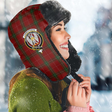 Carruthers Tartan Winter Trapper Hat with Family Crest