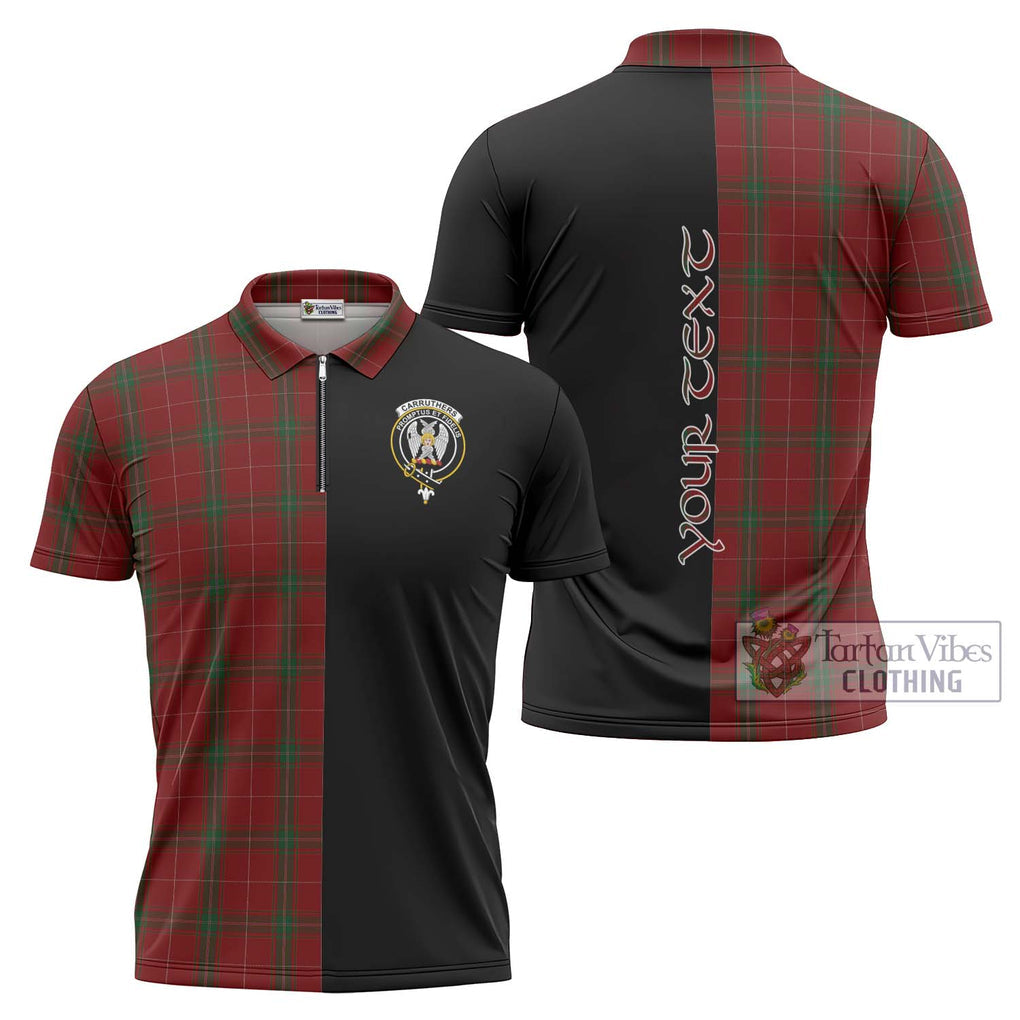 Carruthers Tartan Zipper Polo Shirt with Family Crest and Half Of Me Style Unisex - Tartanvibesclothing Shop