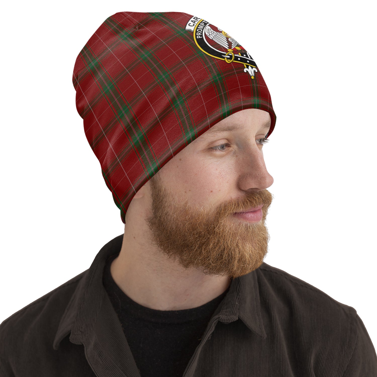 Carruthers Tartan Beanies Hat with Family Crest One Size 10.5*10.2 inches - Tartan Vibes Clothing