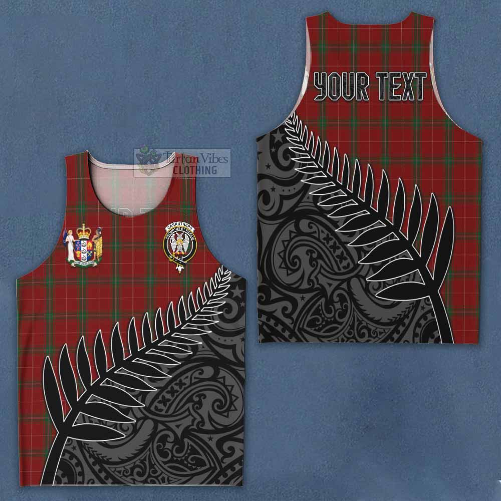 Tartan Vibes Clothing Carruthers Crest Tartan Men's Tank Top with New Zealand Silver Fern Half Style