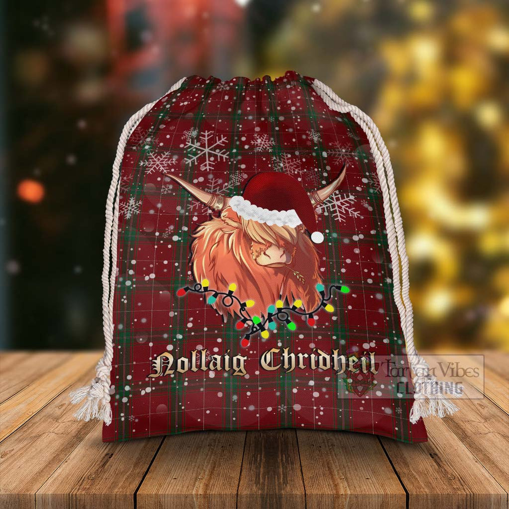 Tartan Vibes Clothing Carruthers Tartan Christmas Santa's Bag with Highland Cow