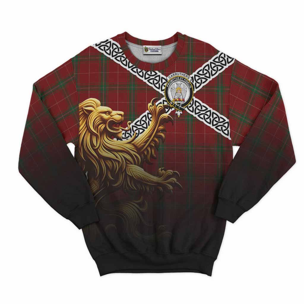 Carruthers Crest Tartan Sweatshirt with Golden Lion Emblem Celtic Style Unisex - Tartan Vibes Clothing