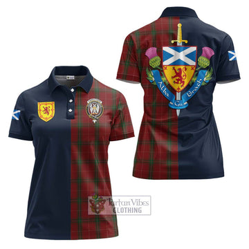 Carruthers Tartan Women's Polo Shirt Alba with Scottish Lion Royal Arm Half Style