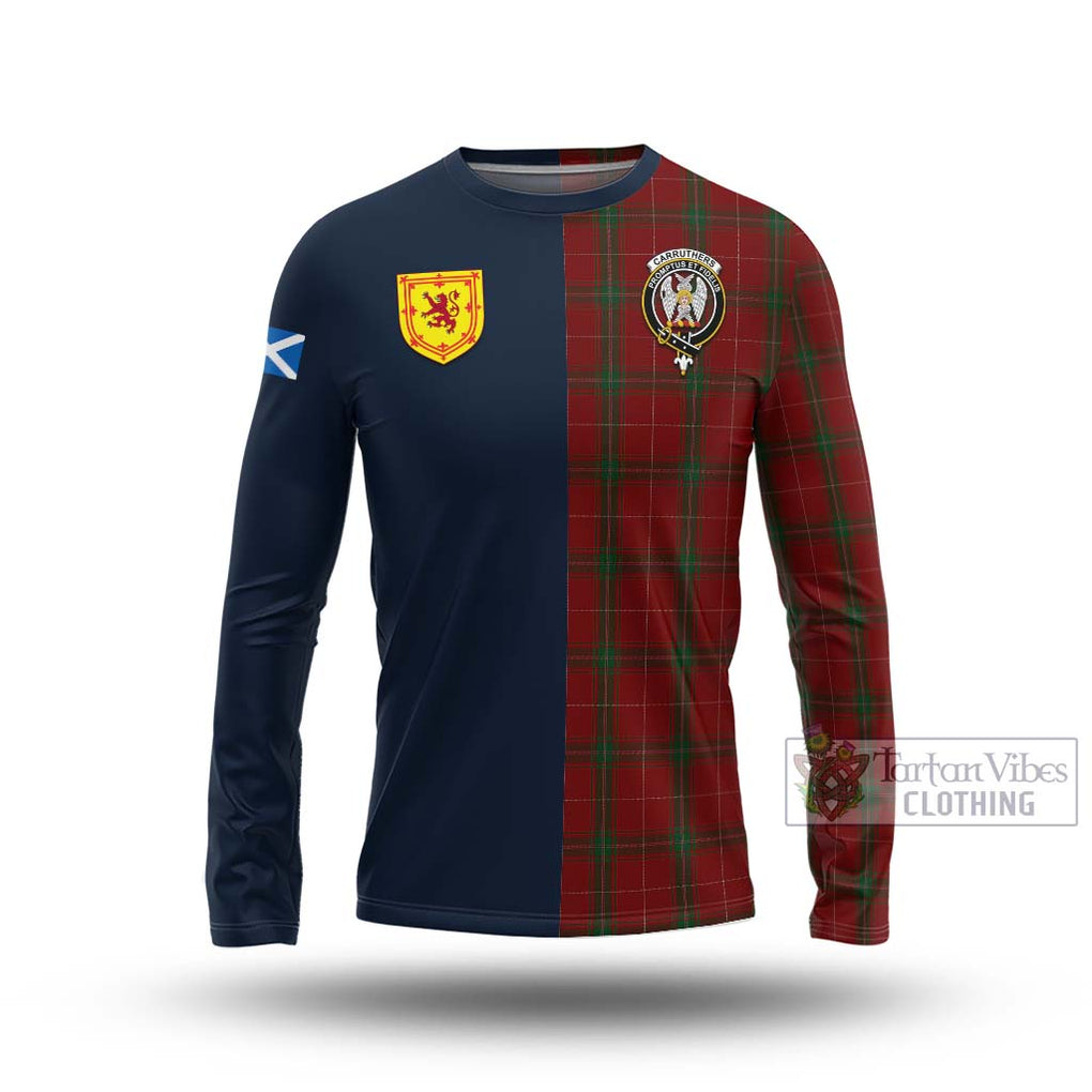 Tartan Vibes Clothing Carruthers Tartan Long Sleeve T-Shirt with Scottish Lion Royal Arm Half Style