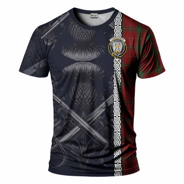 Carruthers Tartan T-Shirt with Family Crest Cross Sword Thistle Celtic Vibes