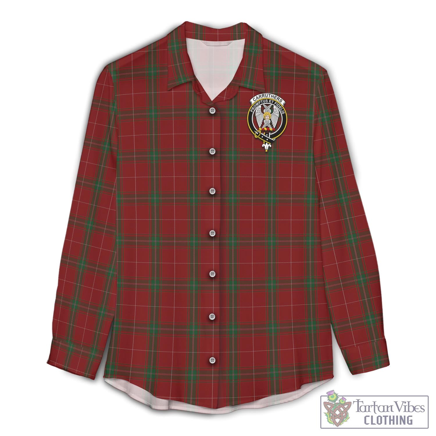 Tartan Vibes Clothing Carruthers Tartan Womens Casual Shirt with Family Crest