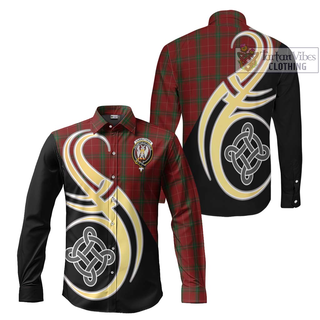 Carruthers Tartan Long Sleeve Button Shirt with Family Crest and Celtic Symbol Style Men's Shirt S - Tartan Vibes Clothing