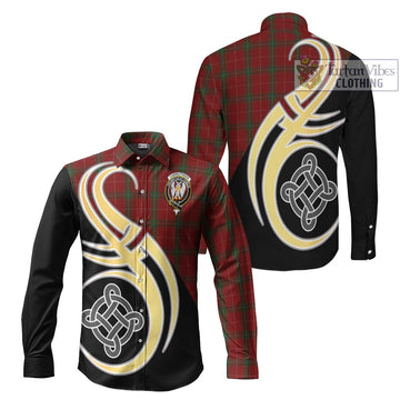 Carruthers Tartan Long Sleeve Button Shirt with Family Crest and Celtic Symbol Style