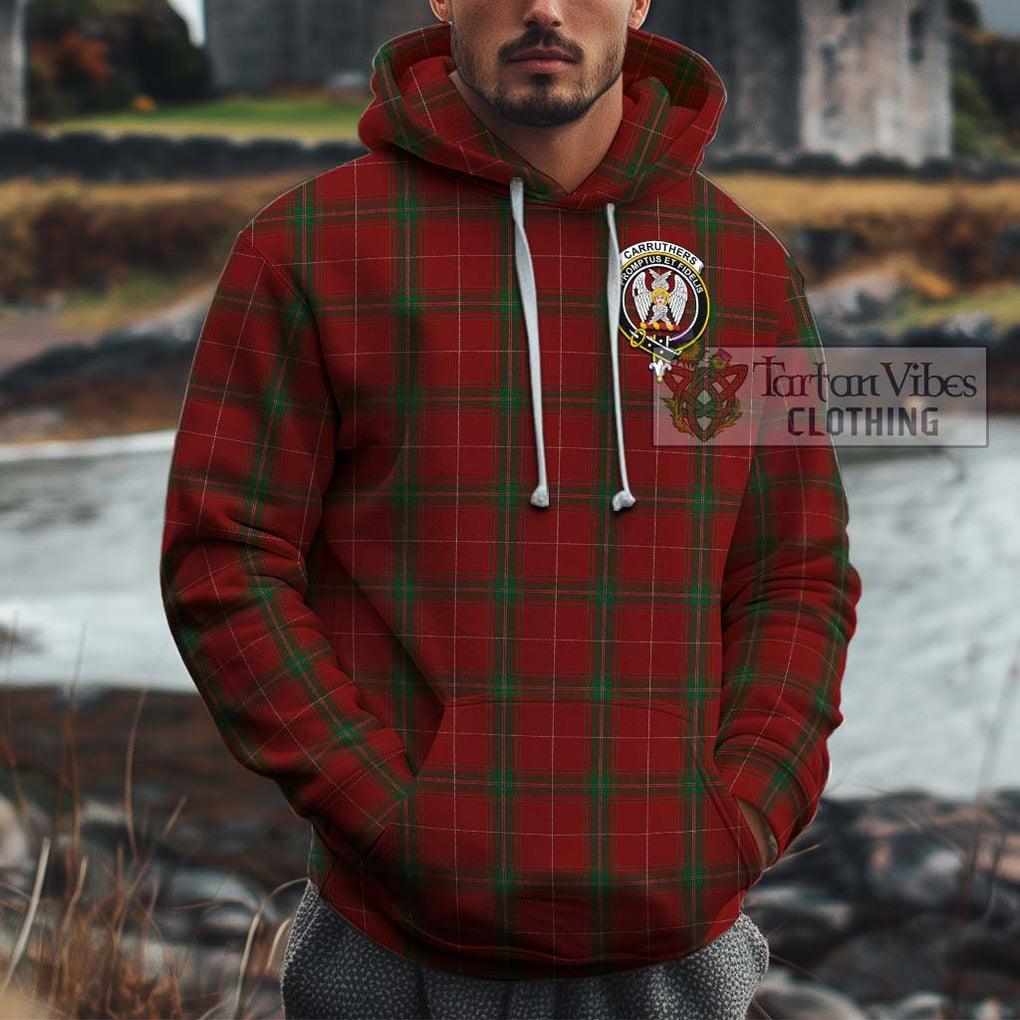 Carruthers Tartan Cotton Hoodie with Family Crest Pullover Hoodie XS - Tartan Vibes Clothing